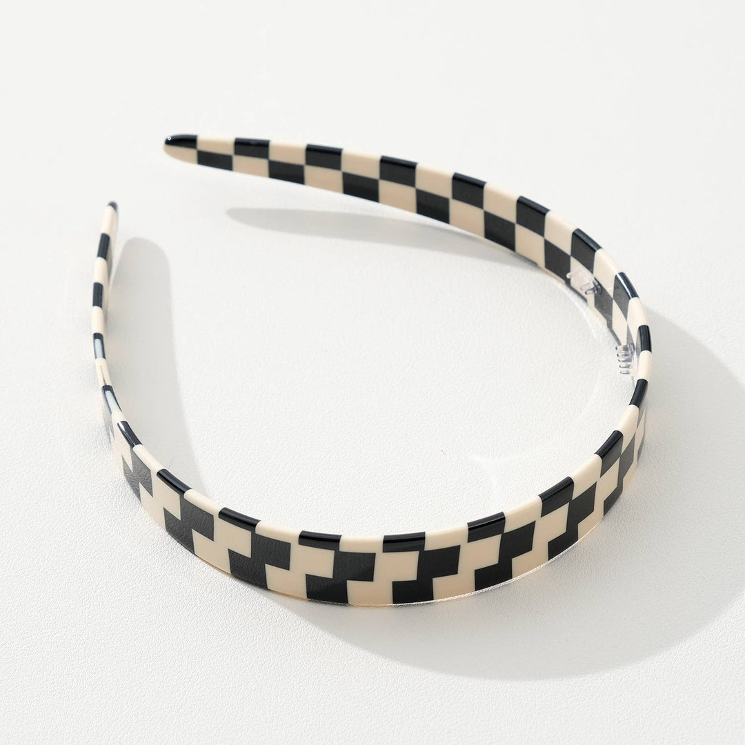 Core Acetate Skinny Headband | Checkered & Marbled