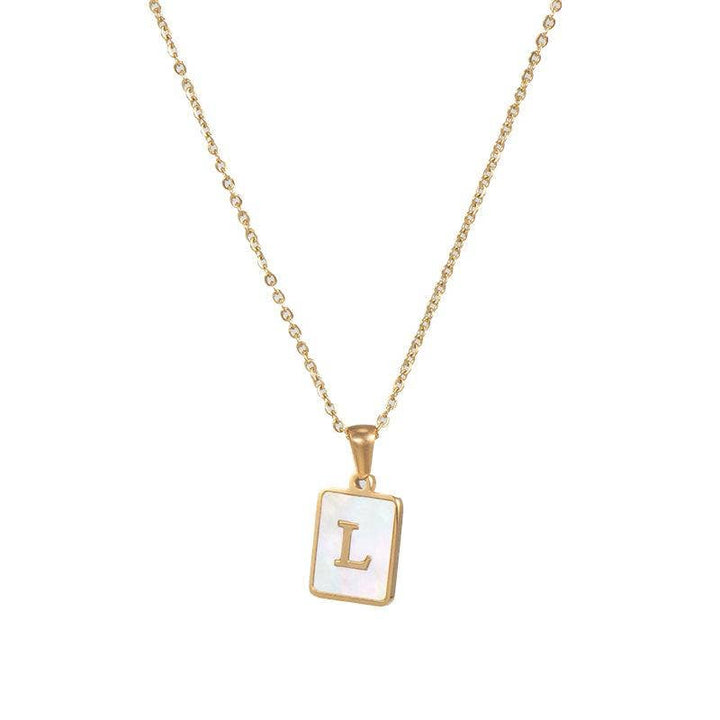 Square Initial 18K Gold-plated Shell Necklace