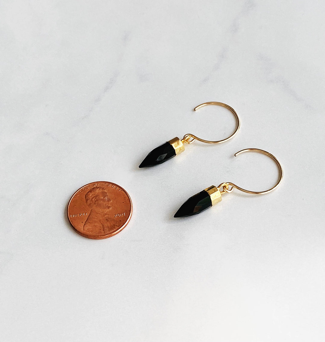 Earrings-Petite black onyx hoops