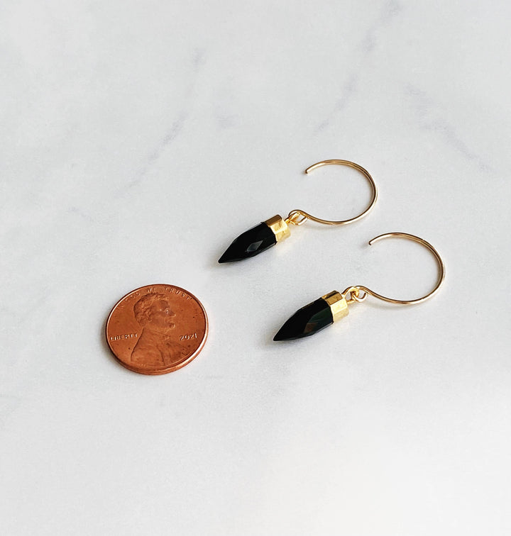 Earrings-Petite black onyx hoops