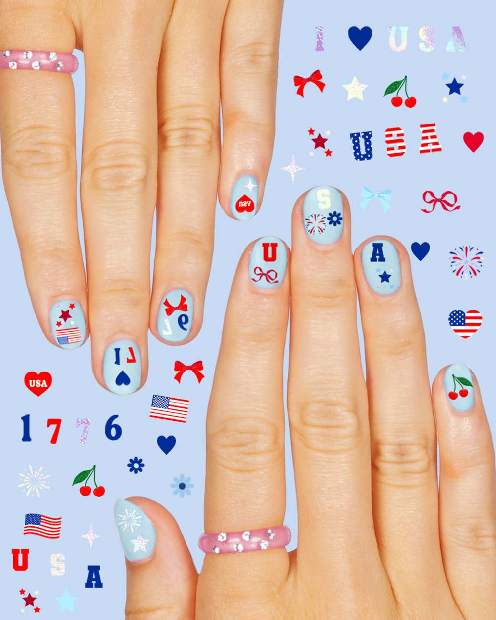 Nail Stickers-America 250 | patriotic nails, usa party