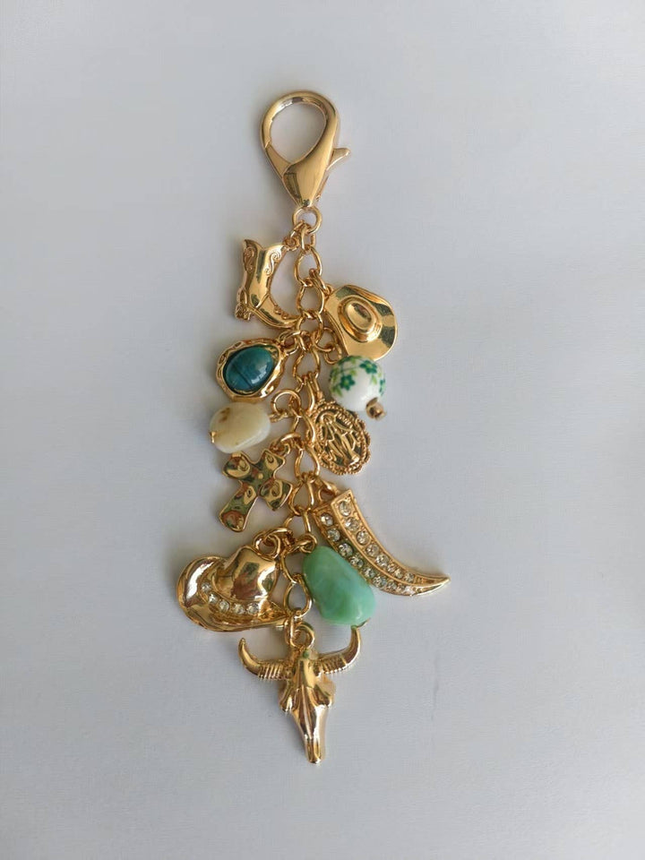 Bag Charm-Western Porcelain Cross Boot Cowboy Hat