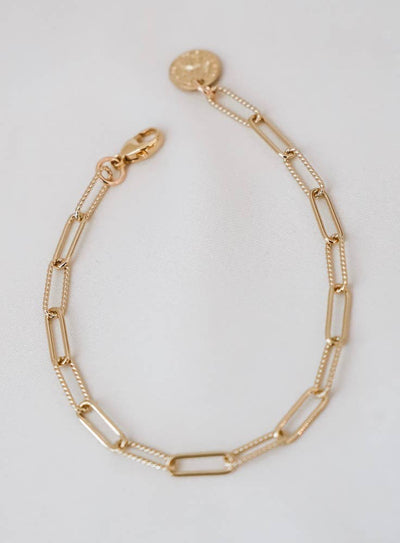 B1103G Gold Bracelet-Cecilia Paperclip Chain