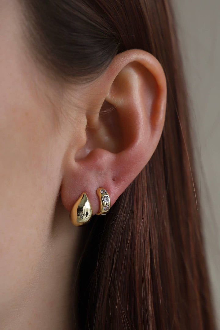 E1645G Gold Earrings-Dome