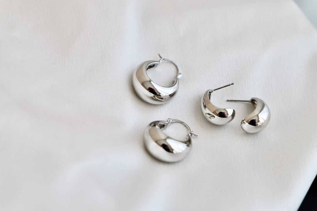 E1598S Silver Earrings-Bonnie Chunky Teardrop Studs