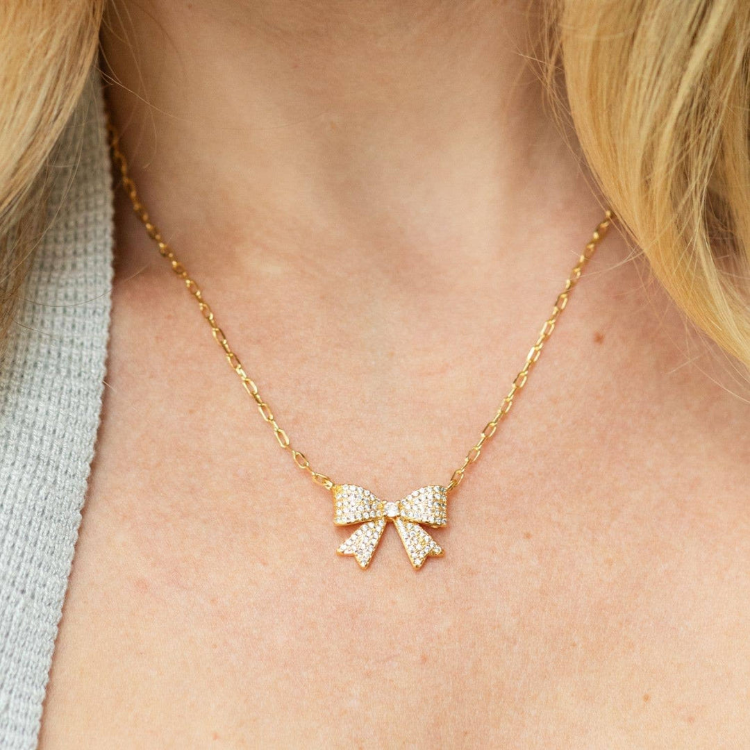 Necklace-Dainty Bow & Sparkle