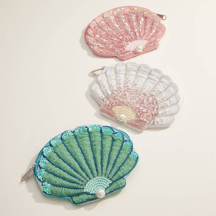 Beaded Coin Purse-Seashell with Pearl Accent