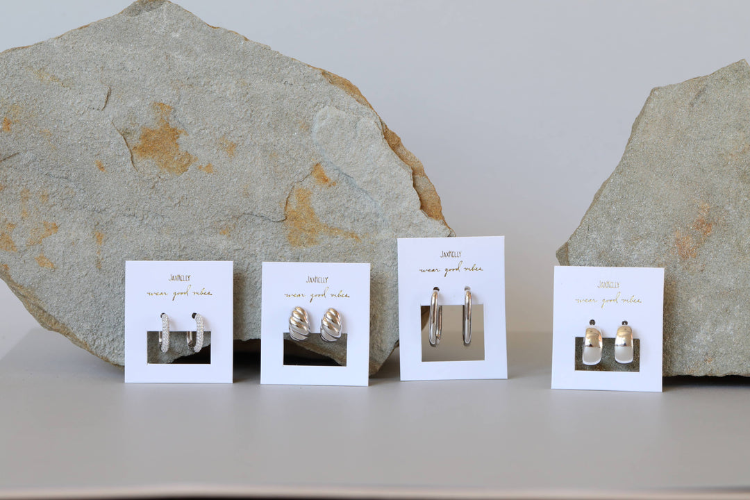 Earrings-Silver Hoop Swirl