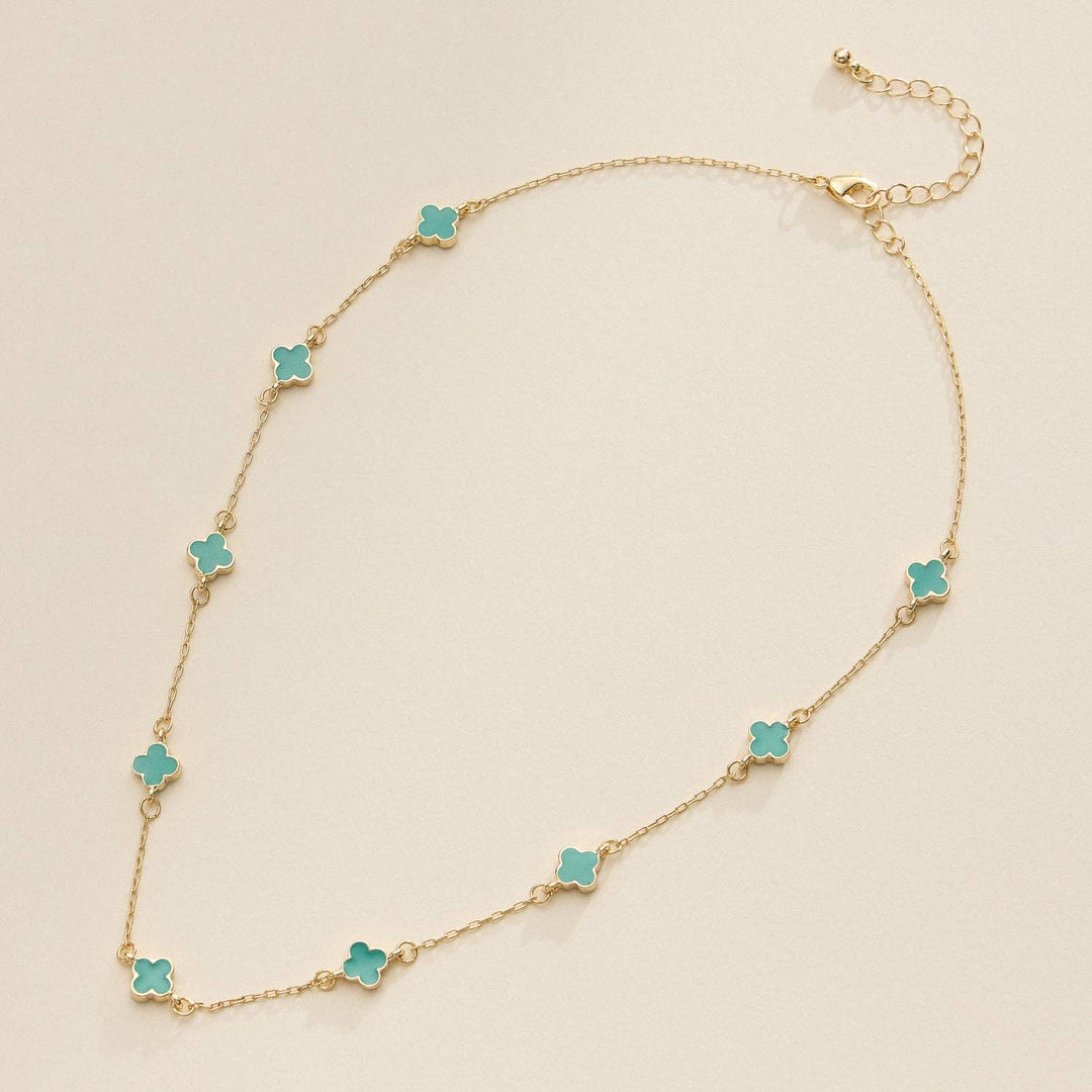 Necklace-Enamel Clover Station