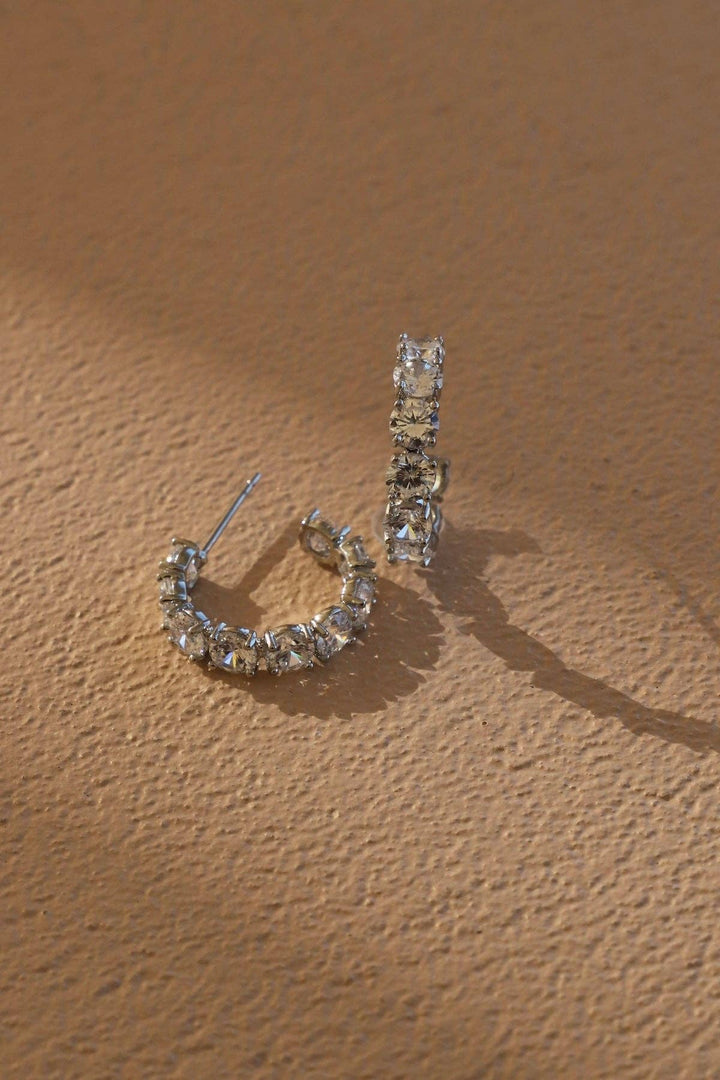 E1773S Silver Earrings-Stella CZ Eternity Hoops