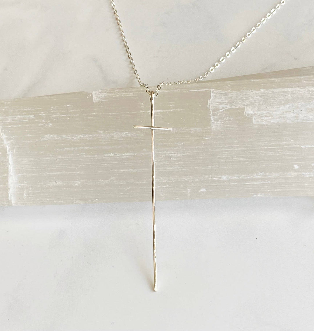 Necklace-Modern cross-sterling silver