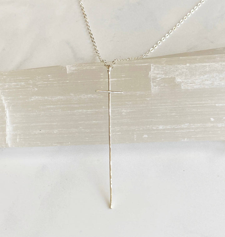 Necklace-Modern cross-sterling silver