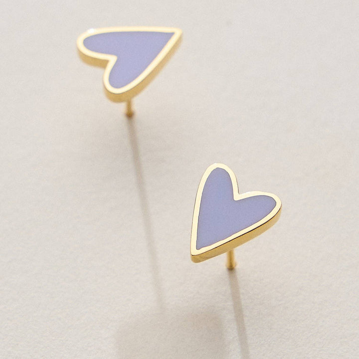 Enamel Heart 18K Gold Dip Stud Earrings