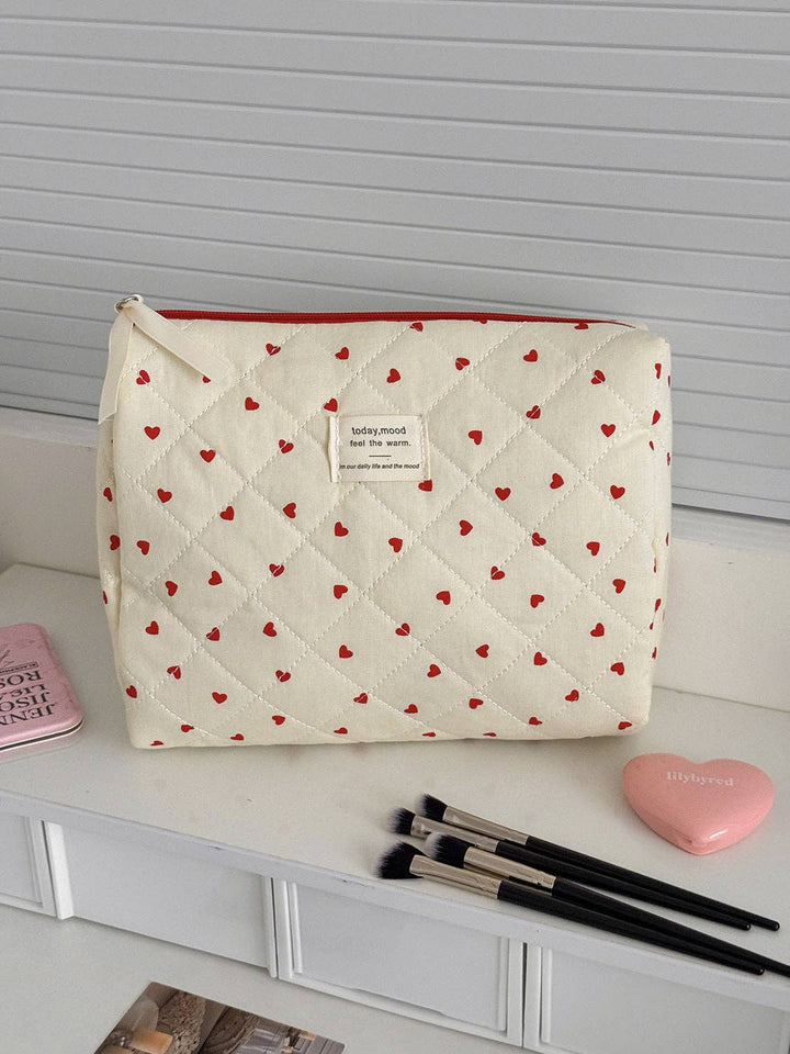 Red Heart Print Large Capacity Makeup Bag DP25E861