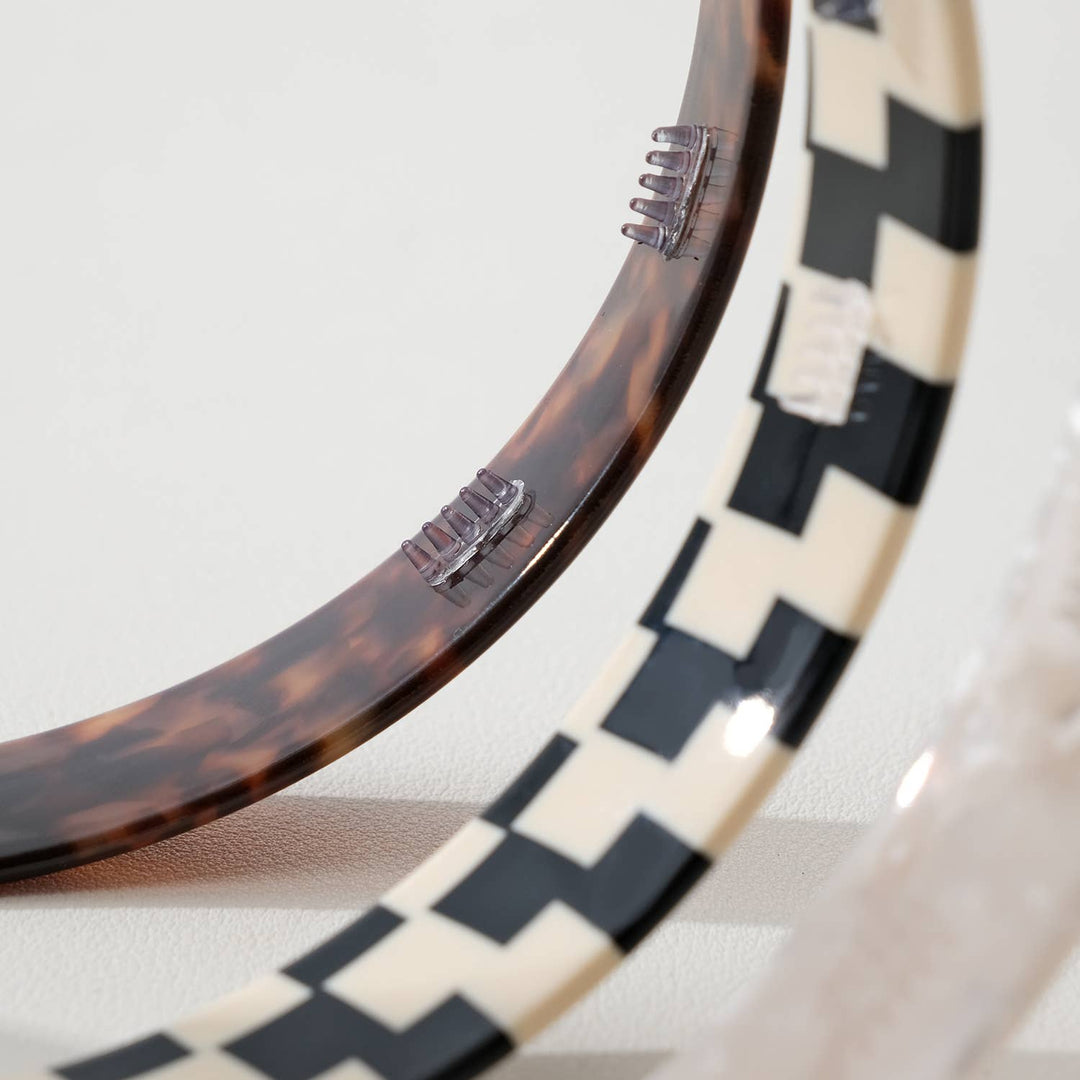 Core Acetate Skinny Headband | Checkered & Marbled