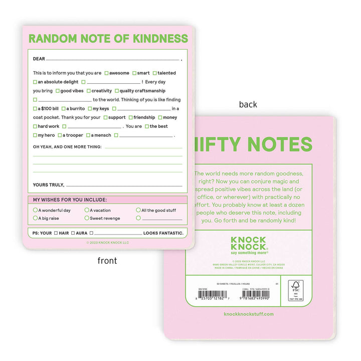Nifty Note Pad-Random Note of Kindness (Pastel Version)