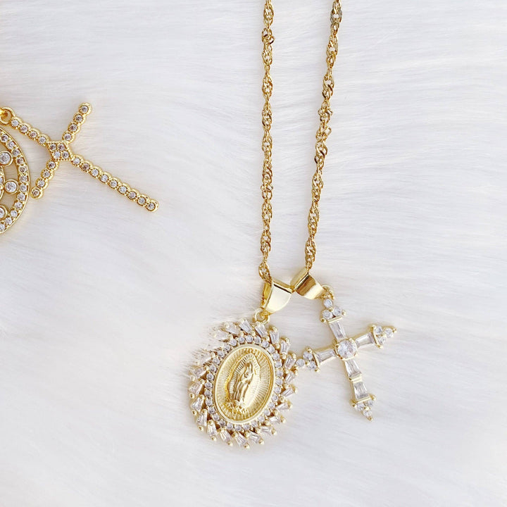 Necklace-Royalty Double Charm Religious Pendant