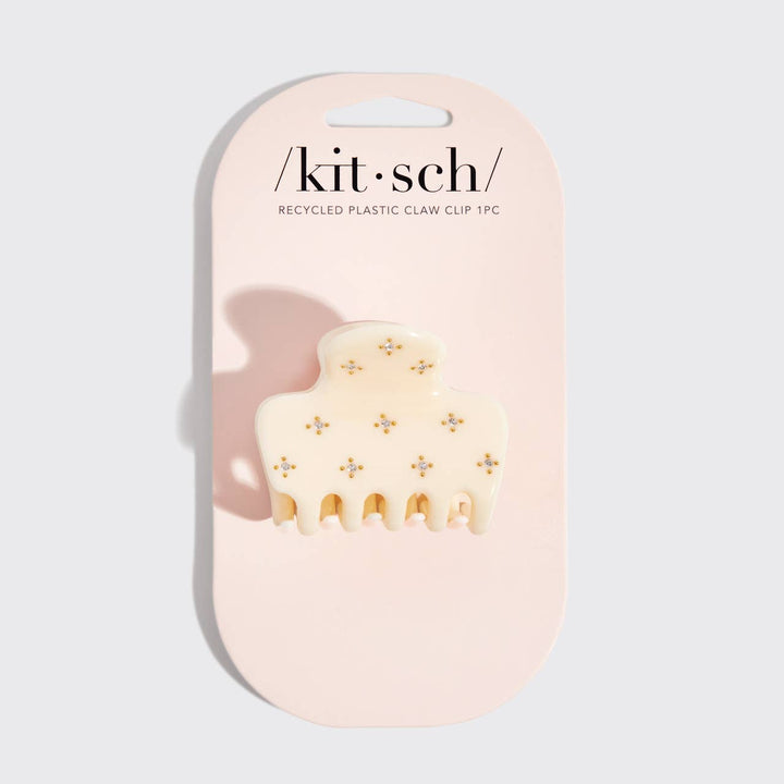 Recycled Plastic Rhinestone Medium Puffy Claw Clip-Ivory