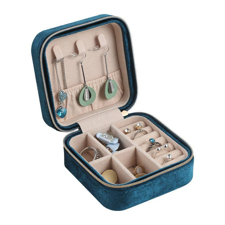 Velvet Lined Compact Jewelry Case PU Leather