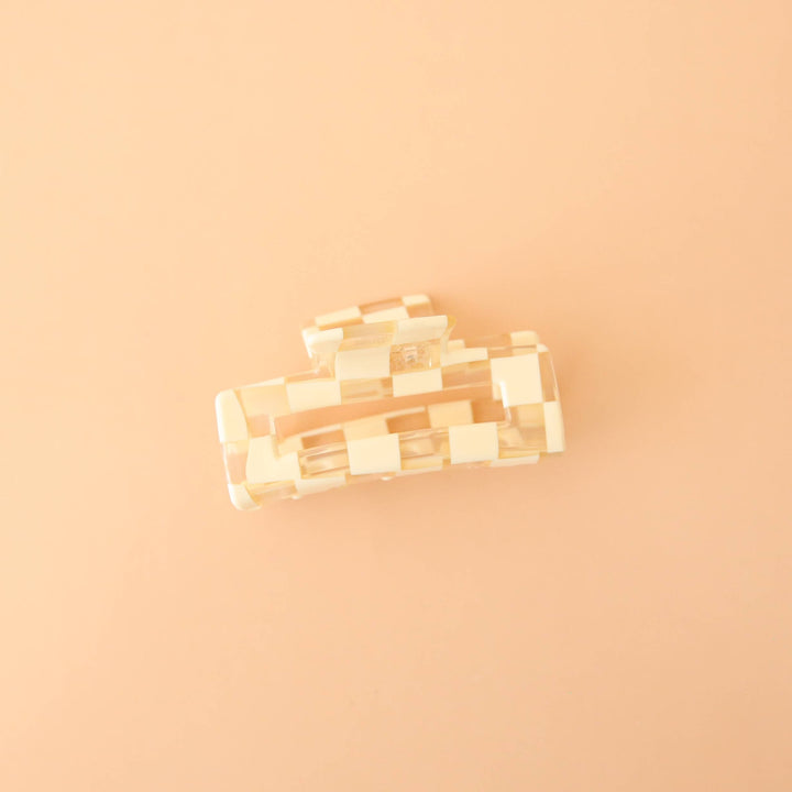 Hair Claw-Checker| Clear & Ivory