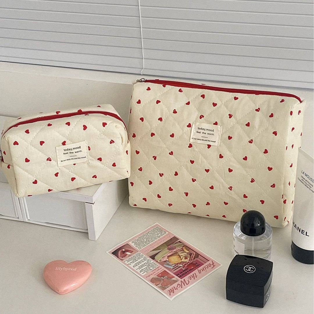 Red Heart Print Large Capacity Makeup Bag DP25E861