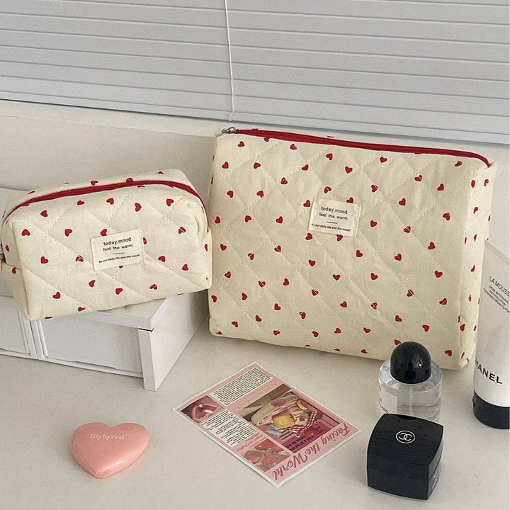 Red Heart Print Large Capacity Makeup Bag DP25E861