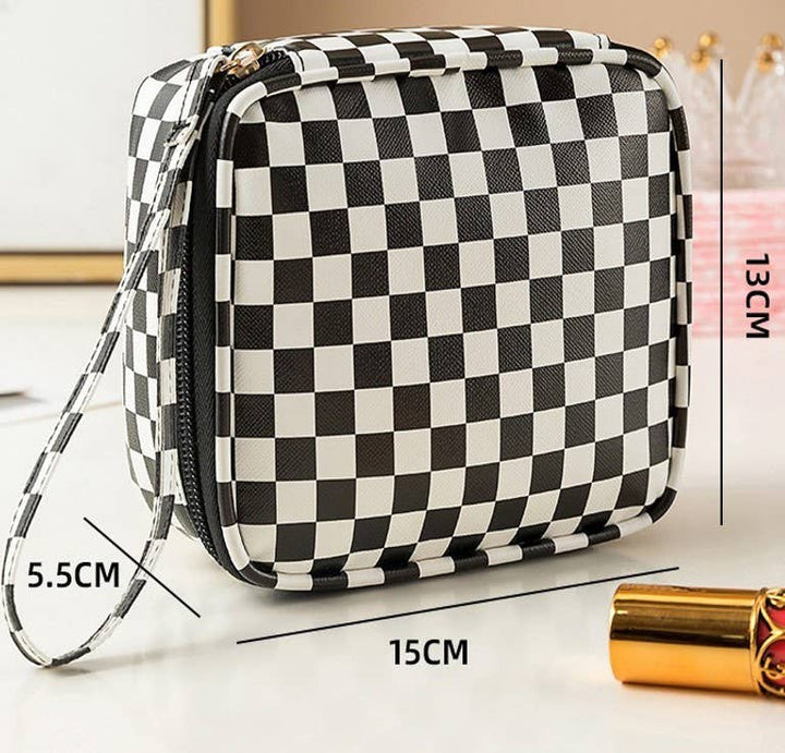Cosmetic Pouch Bag-Travel Checker Makeup