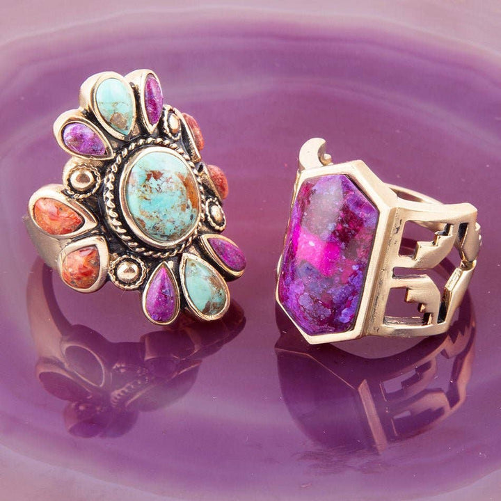 Ring-Native Color Blue Turquoise Multi Stone