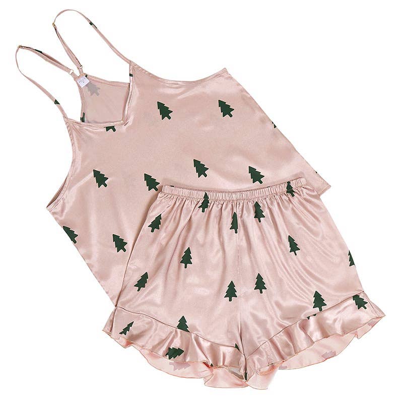 Woodland Tree - Cami + Ruffled Shorts PJ sets-SMALL
