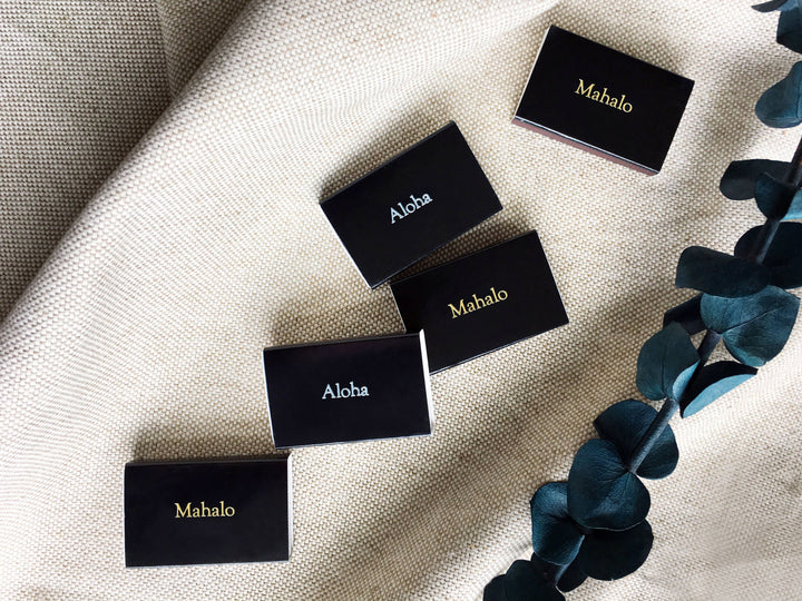 Custom Text Foil Embossed Matchbox: Gold on Black