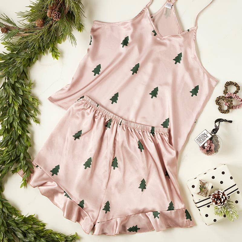 Woodland Tree - Cami + Ruffled Shorts PJ sets-SMALL