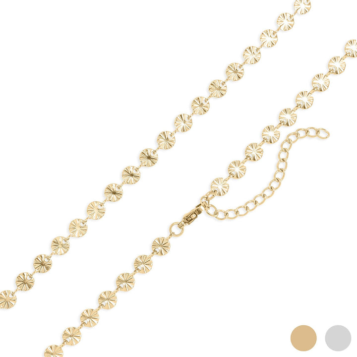18K Gold PVD Stainless Steel Sunburst Chain Necklace