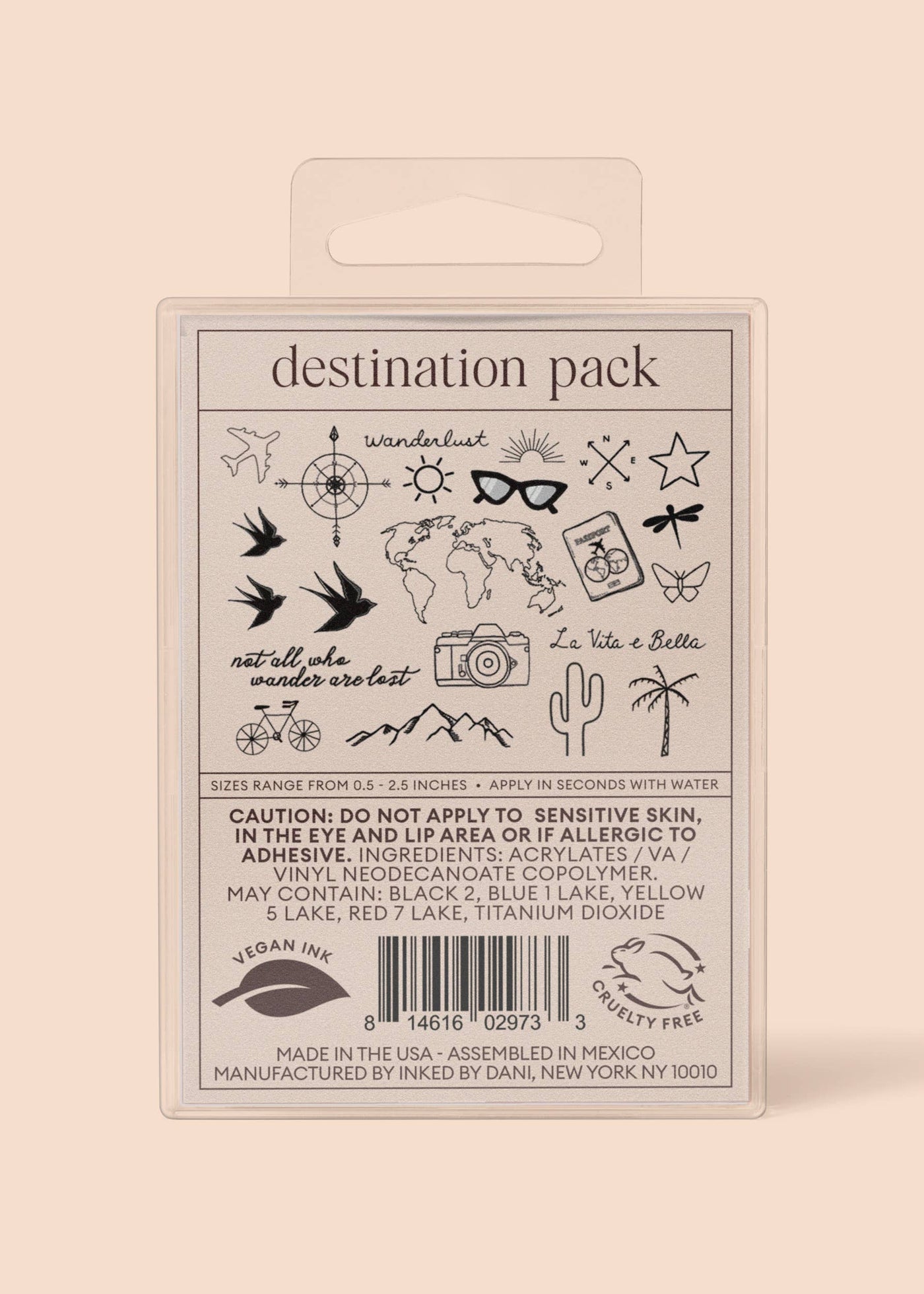 Destination Temporary Tattoo Pack