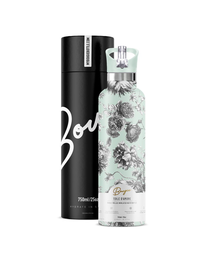 TOILE D'AMORE Jade Floral  | 25 oz Insulated Water Bottle