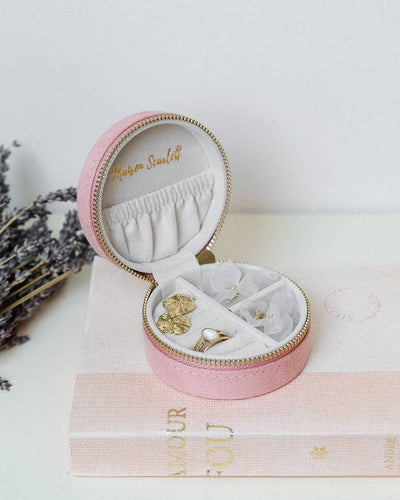 Yvonne-Velvet Round Travel Jewelry Box