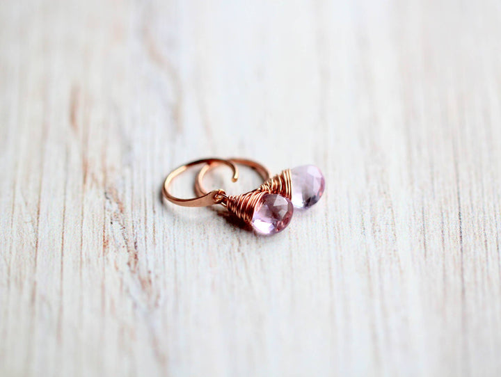 Earrings-Pink Amethyst Dangle Hugs