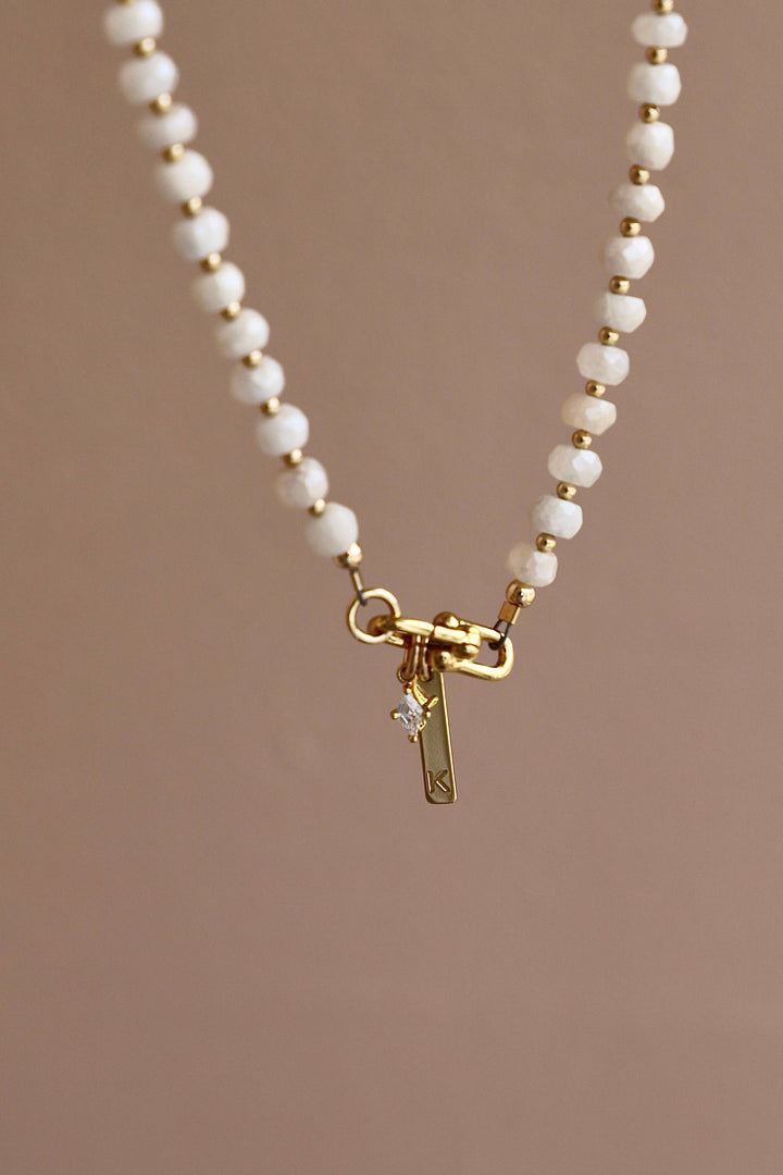 N1130GWH Necklace-White Silverite Beaded