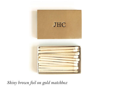Custom Text Foil Embossed Matchbox: Gold on Black