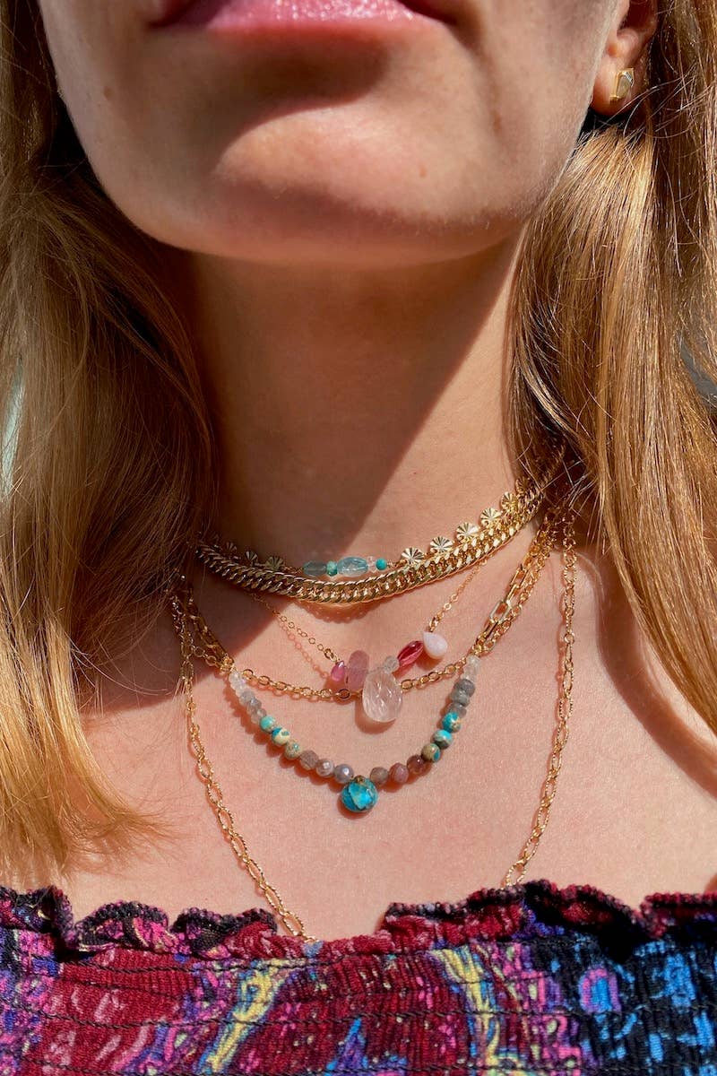 Necklace-Aurora 14K Goldfill+ Bicolor Tourmaline Quartz