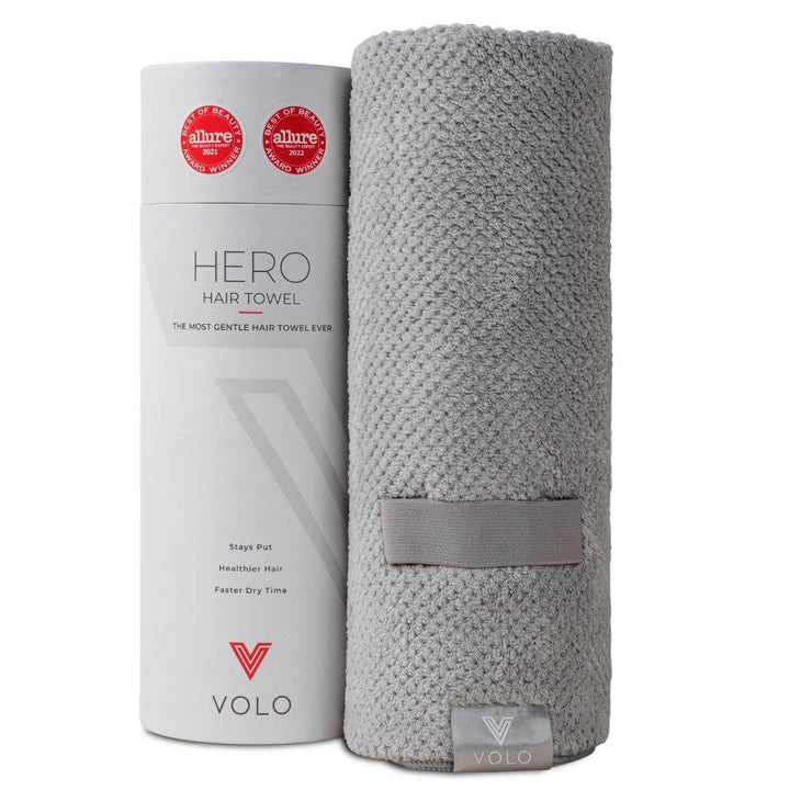 VOLO Hero Hair Towel- Luna Gray Luxe Tube