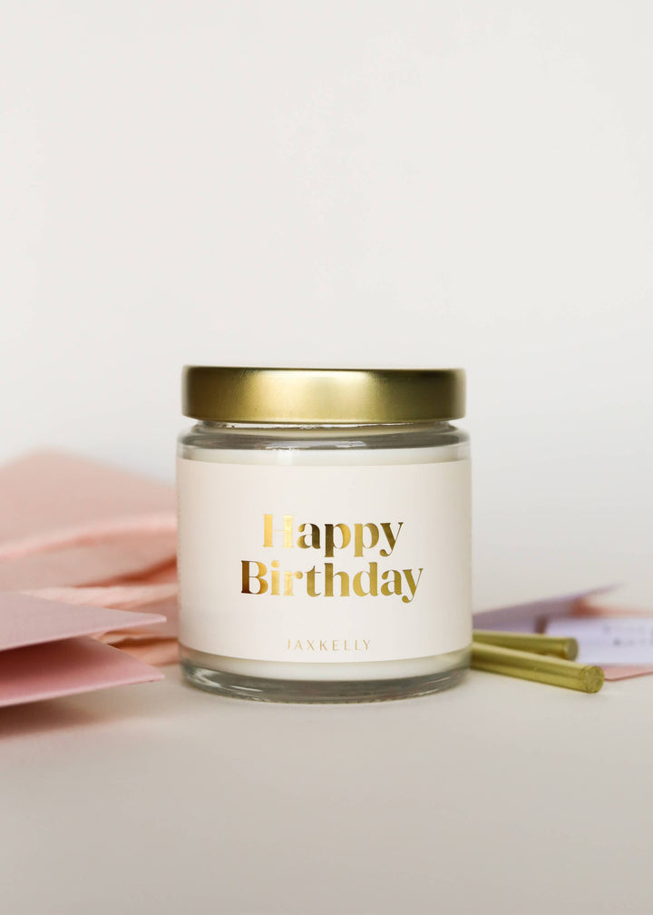 Candle 4oz-Happy Birthday Gold Celebration