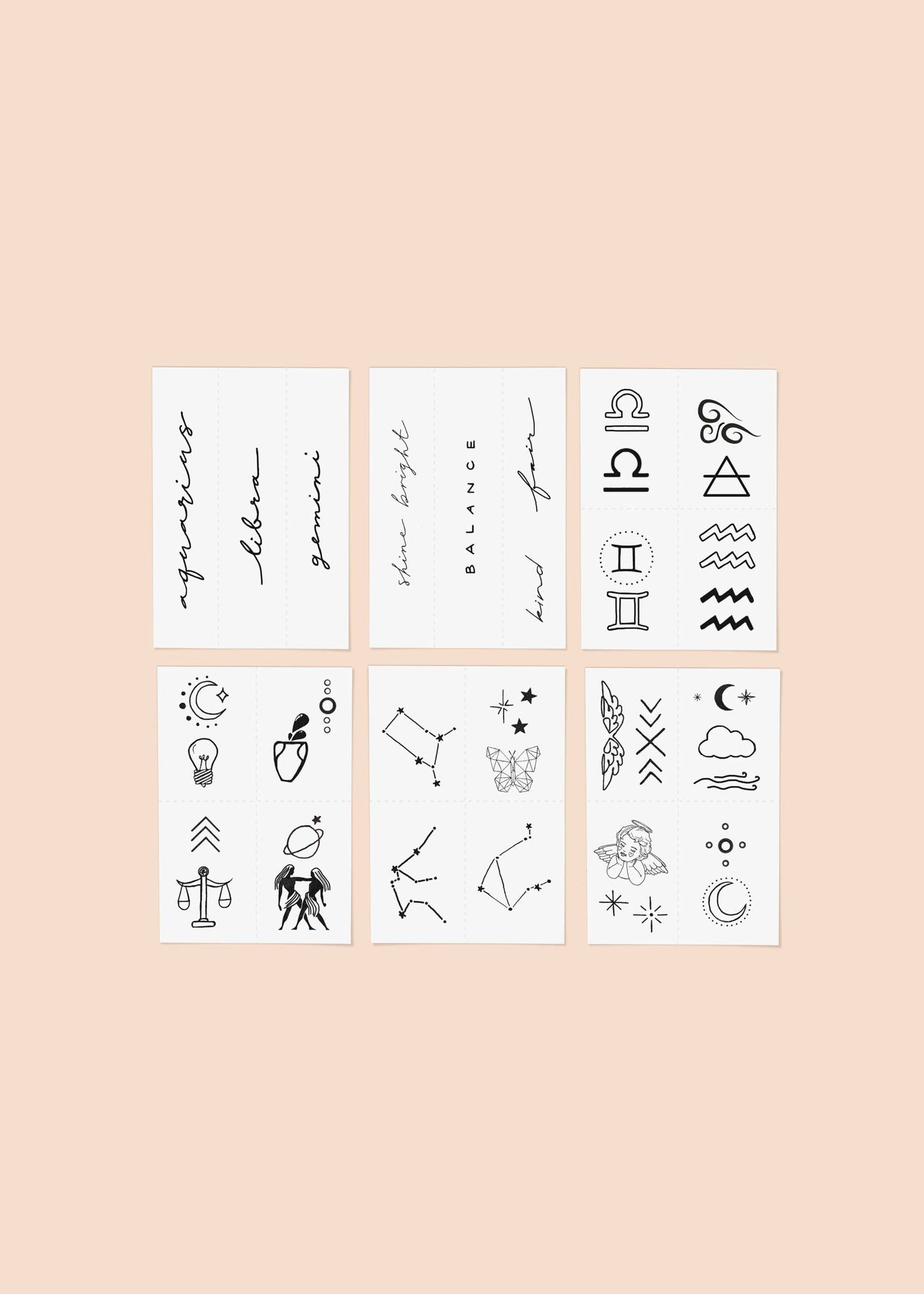 Zodiac Collection: Air Signs Temporary Tattoo Pack