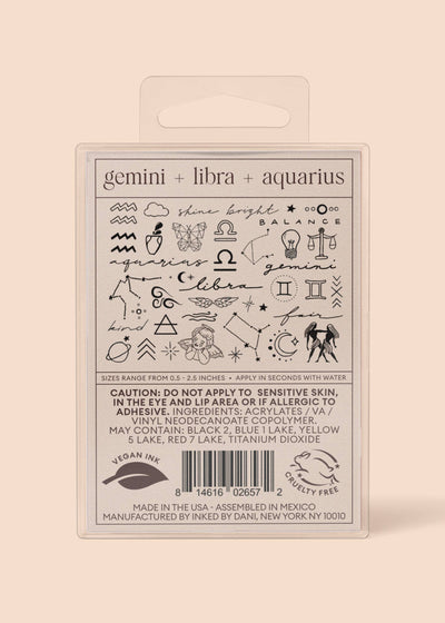 Zodiac Collection: Air Signs Temporary Tattoo Pack