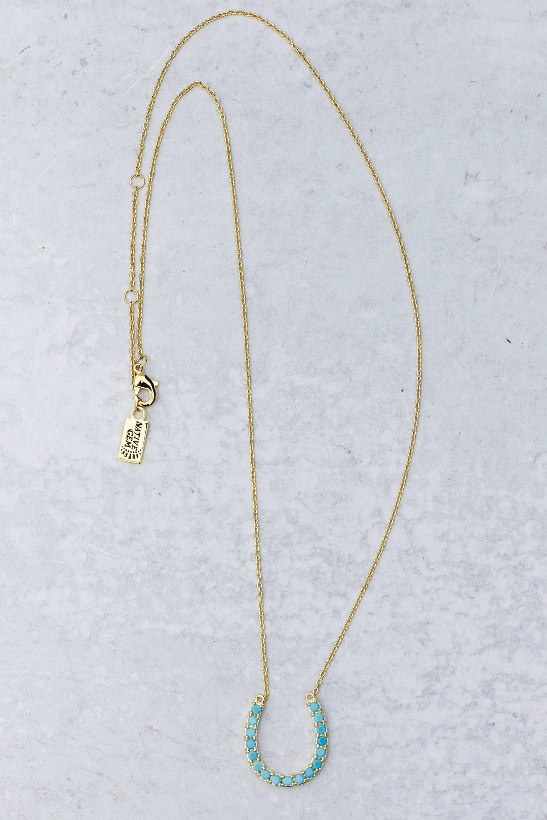 Necklace-14k Gold Plate + Turquoise Lucky Horseshoe