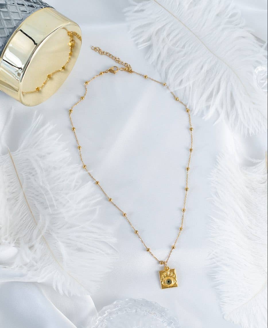 Necklace-With Evil Eye Protection Tag