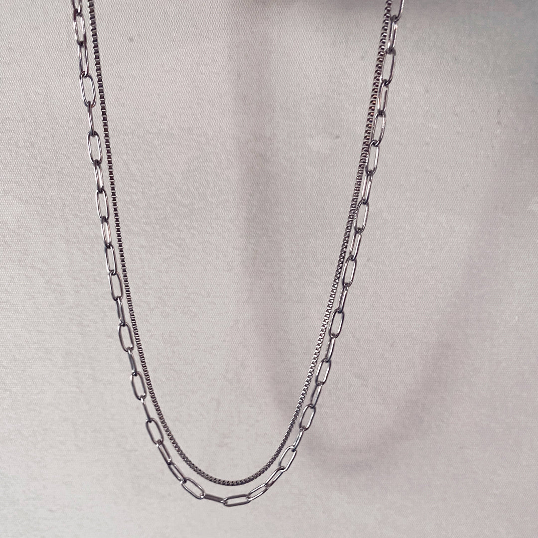 Necklace-Piper Two Piece Paper Clip Chain Layered