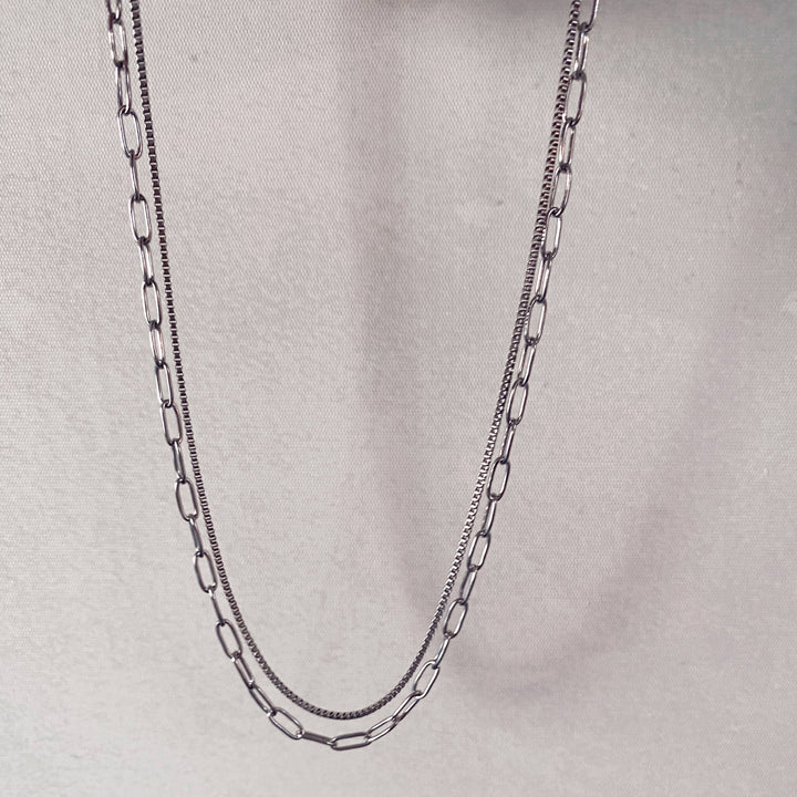 Necklace-Piper Two Piece Paper Clip Chain Layered
