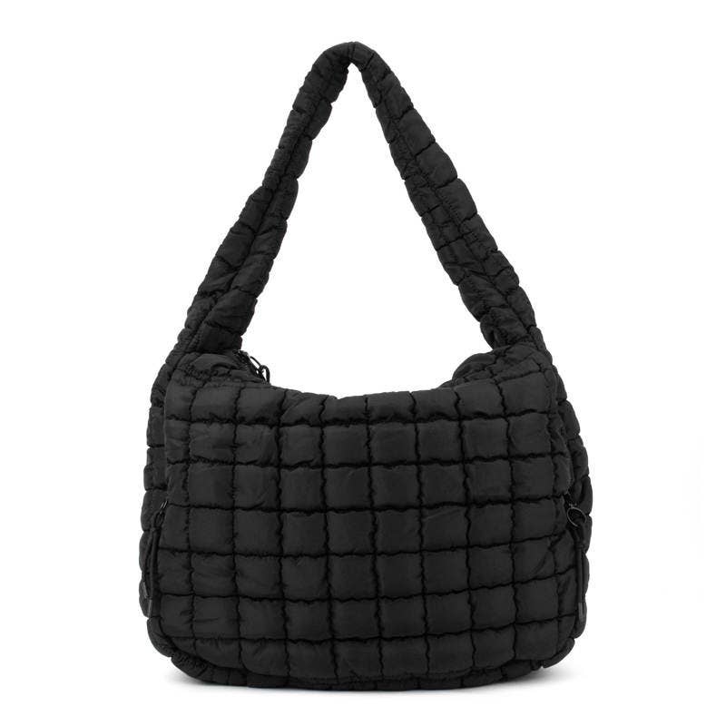 Carmella Pufferquilt Shoulder Bag-Ebony 