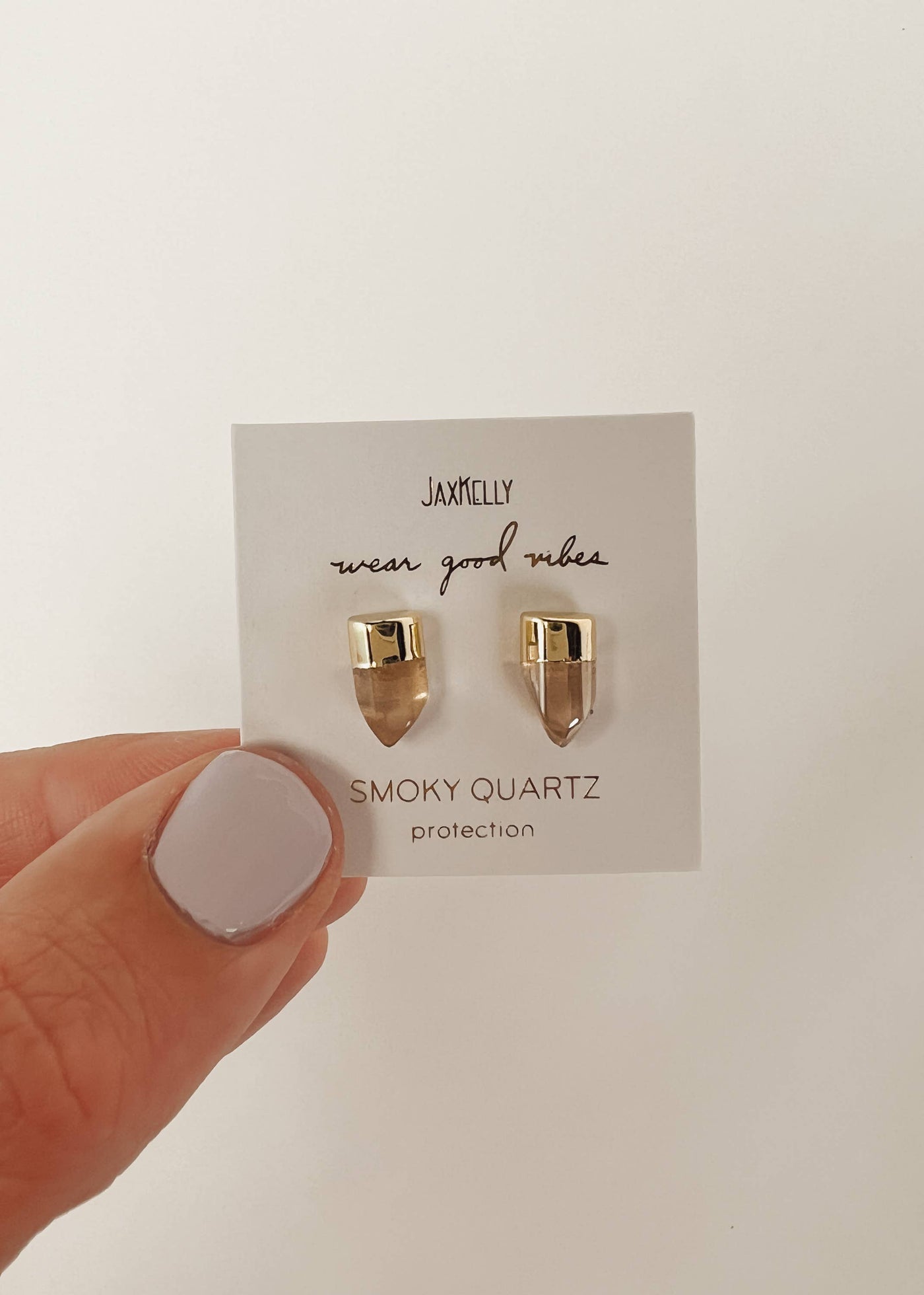Gold Dip Smoky Quartz Point - Earring