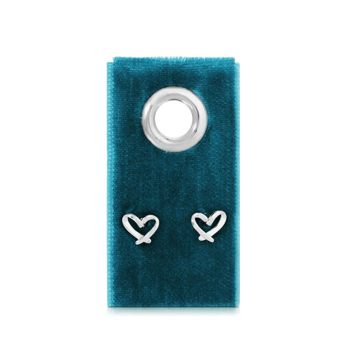 Velvet Gift Tag-Silver Free Form Heart Studs